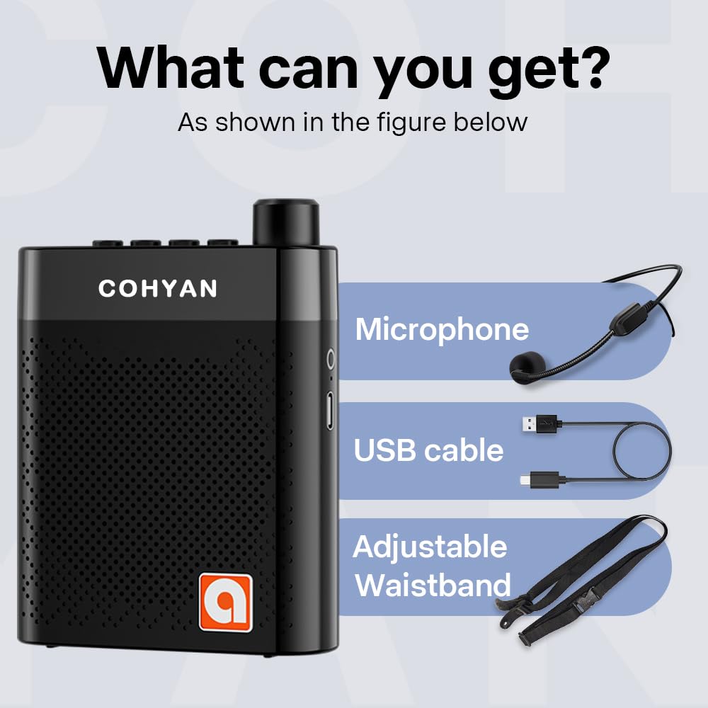Amplificateur de voix portable pour enseignants, microphone, haut-parleur mégaphone rechargeable avec amplificateurs de puissance de lecture AUX pour salle de classe, entraînement, réunion