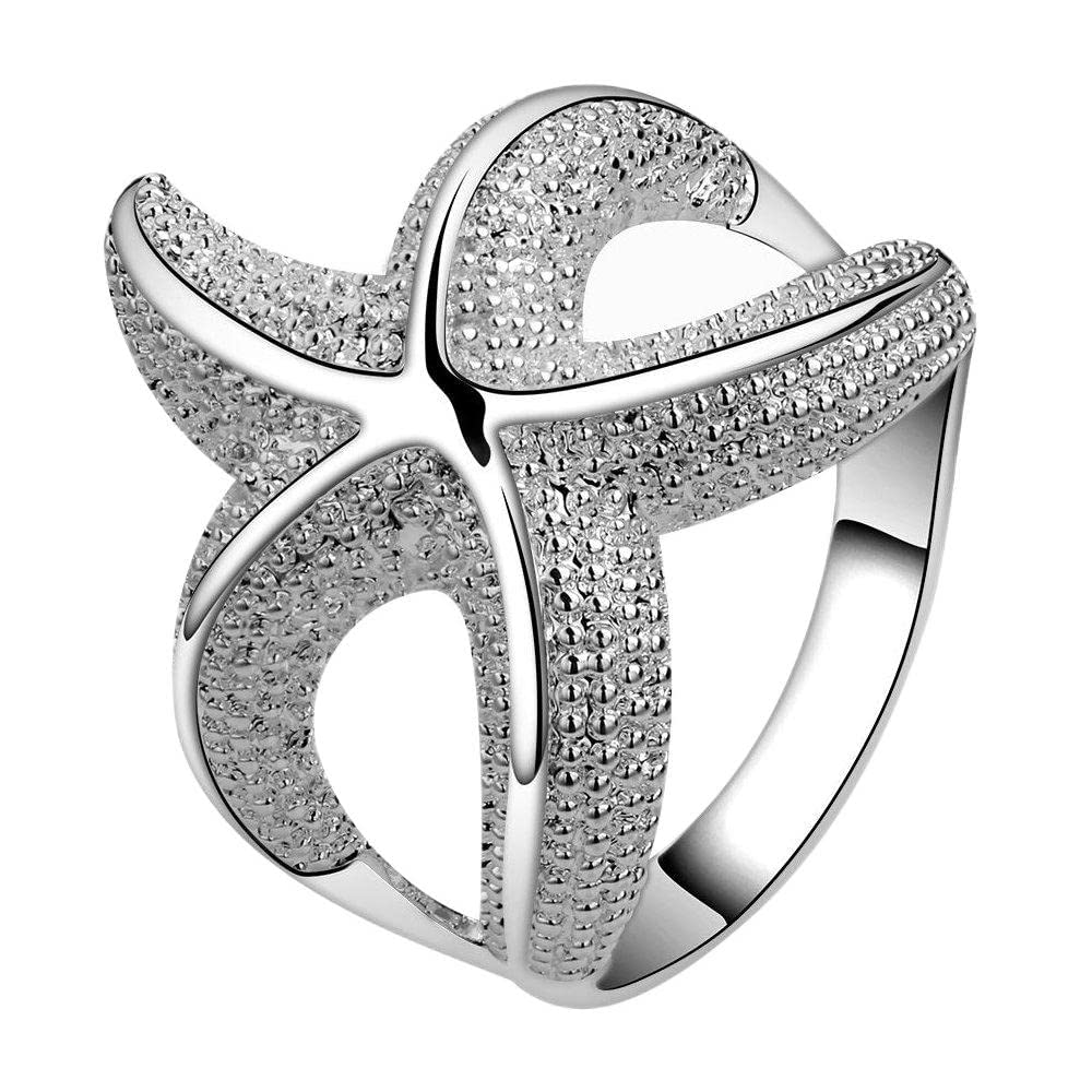 LZD Sterling Silver Plated Fashion Ring Women Starfish B368
