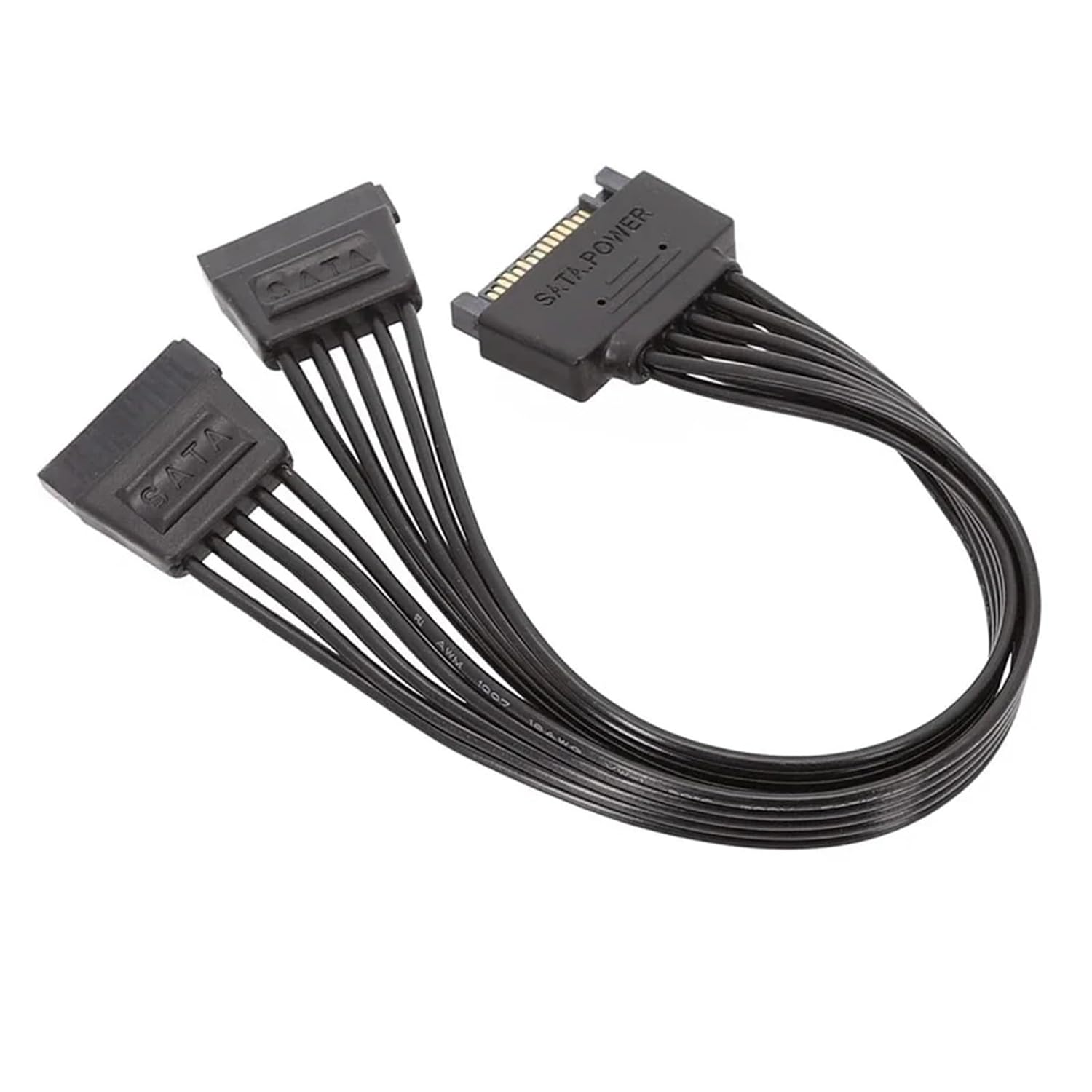 SATA Hard Disk Power Adapter Cable 15pin Male to 2 Port Female Splitter HDD SSD Supply Cord 3.3V 5V 12V 5-Wire 20CM