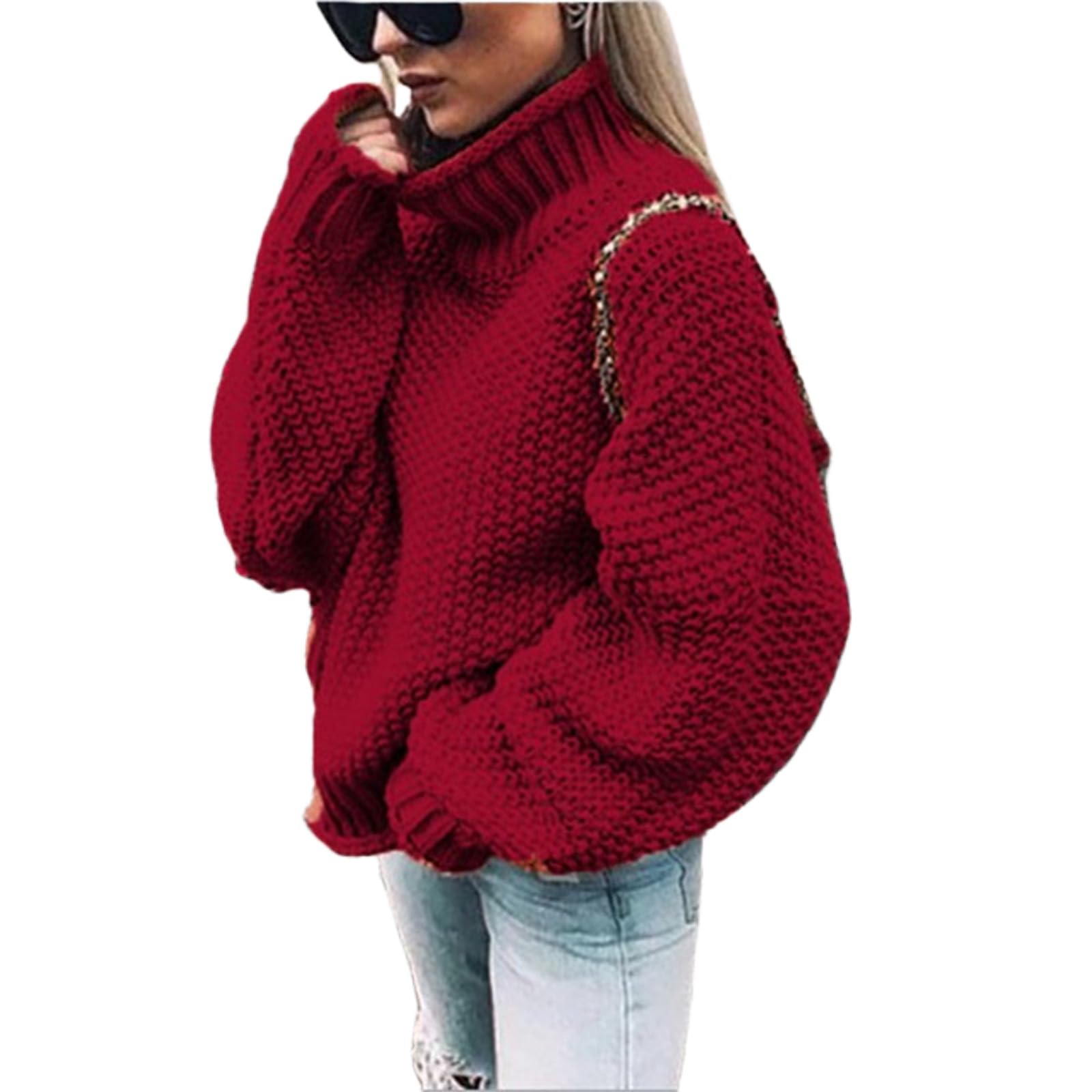 Womens Oversized Sweaters Turtleneck Chunky Cable Knit Sweater Warm Casual Pullover Tops Fall Winter Sweater Clothes
