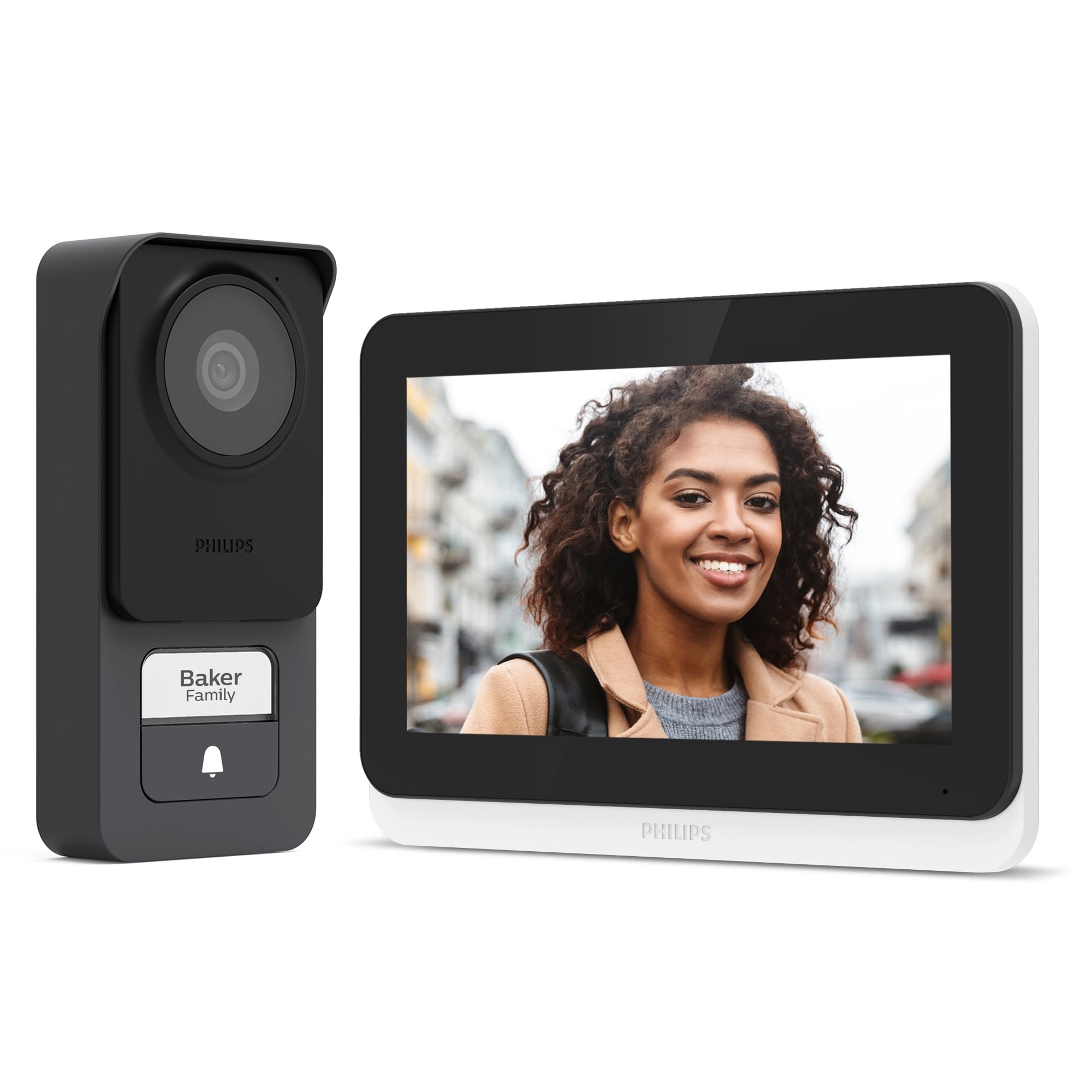 Philips WelcomeEye Connect 3 Video-Türsprechanlage WLAN Komplett-Set – 7 Zoll Monitor, 3K-Auflösung, Nachtansicht, Notruftaste ohne LED