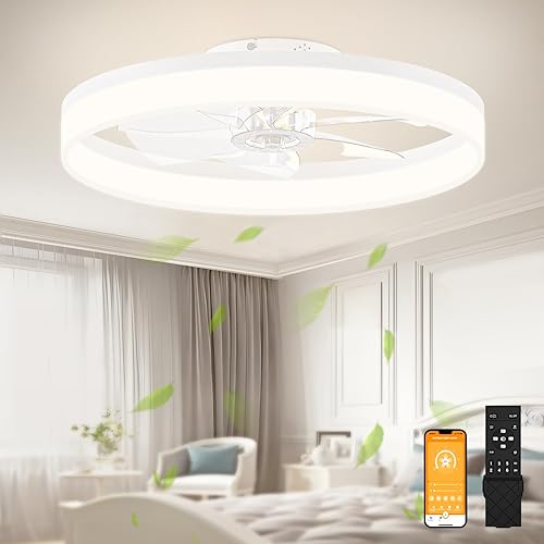 Miniatura 23 de VOLISUN Ventiladores de techo de perfil bajo con luces y control remoto, ventilador de techo empotrado, 3000 K-6500 K, luz LED inteligente sin Negro