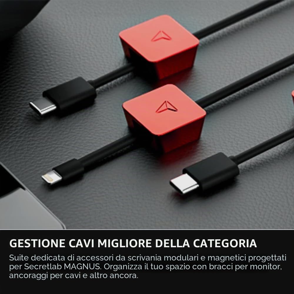 Secretlab MAGNUS Pro Scrivania Regolabile Elettrica, Similpelle Black | Scrivania ergonomica, Gestione magnetica dei cavi, Alimentazione integrata, Vassoio passacavi