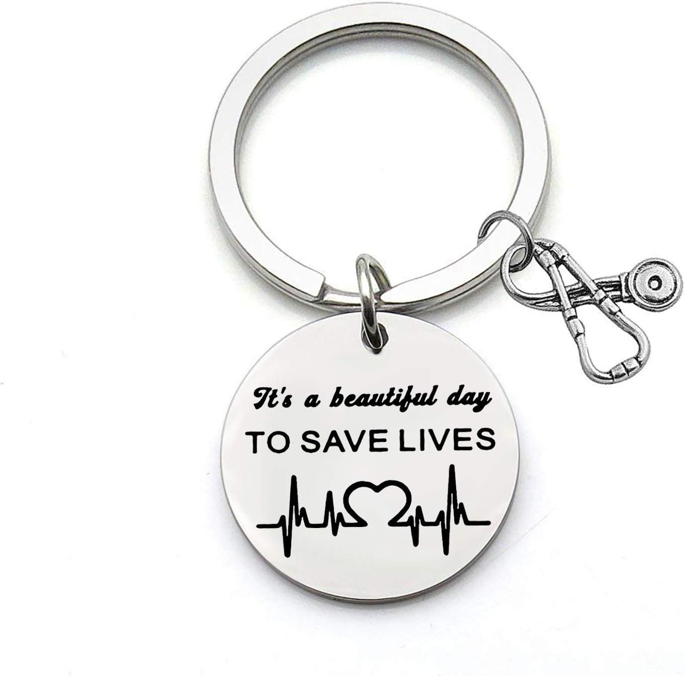 CHOORO Heartbeat Keychain Gift for Nurse Doctor It's a Beautiful Day to Save Lives