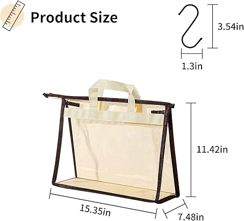 Miniatura 3 de Organizador de almacenamiento de bolso, paquete de 2, organizador de almacenamiento transparente para armario, bolsas transparentes para bolsos