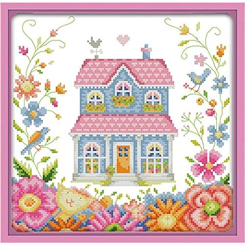 CaptainCrafts Stamped Cross Stitch Kits For Adults Beginners Pre Printed Embroidery Kit Needlework Crafts The Garden Shed (STAMPED) Cover