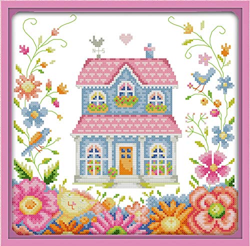 captaincrafts caliente nuevas versiones patrones de Kits de punto de cruz bordado Kit – la caseta de jardín, Blanco, STAMPED