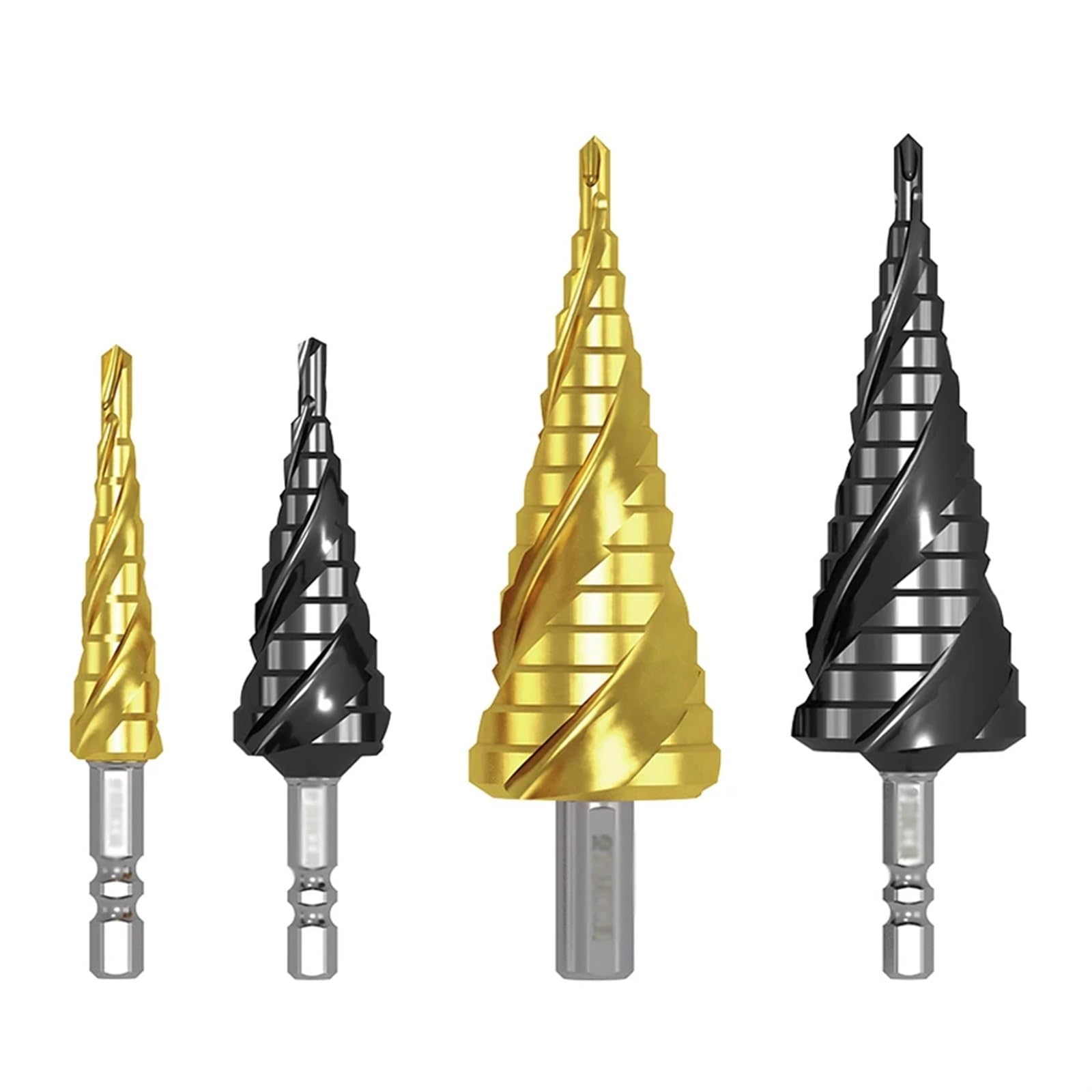 Broca Pagoda de cobalto de grado industrial, broca escariadora de acero inoxidable TiAlN, broca trapezoidal, broca escalonada, broca escalonada, escalones de ranura recta, 1 pieza(15 steps 4-32mm-01)