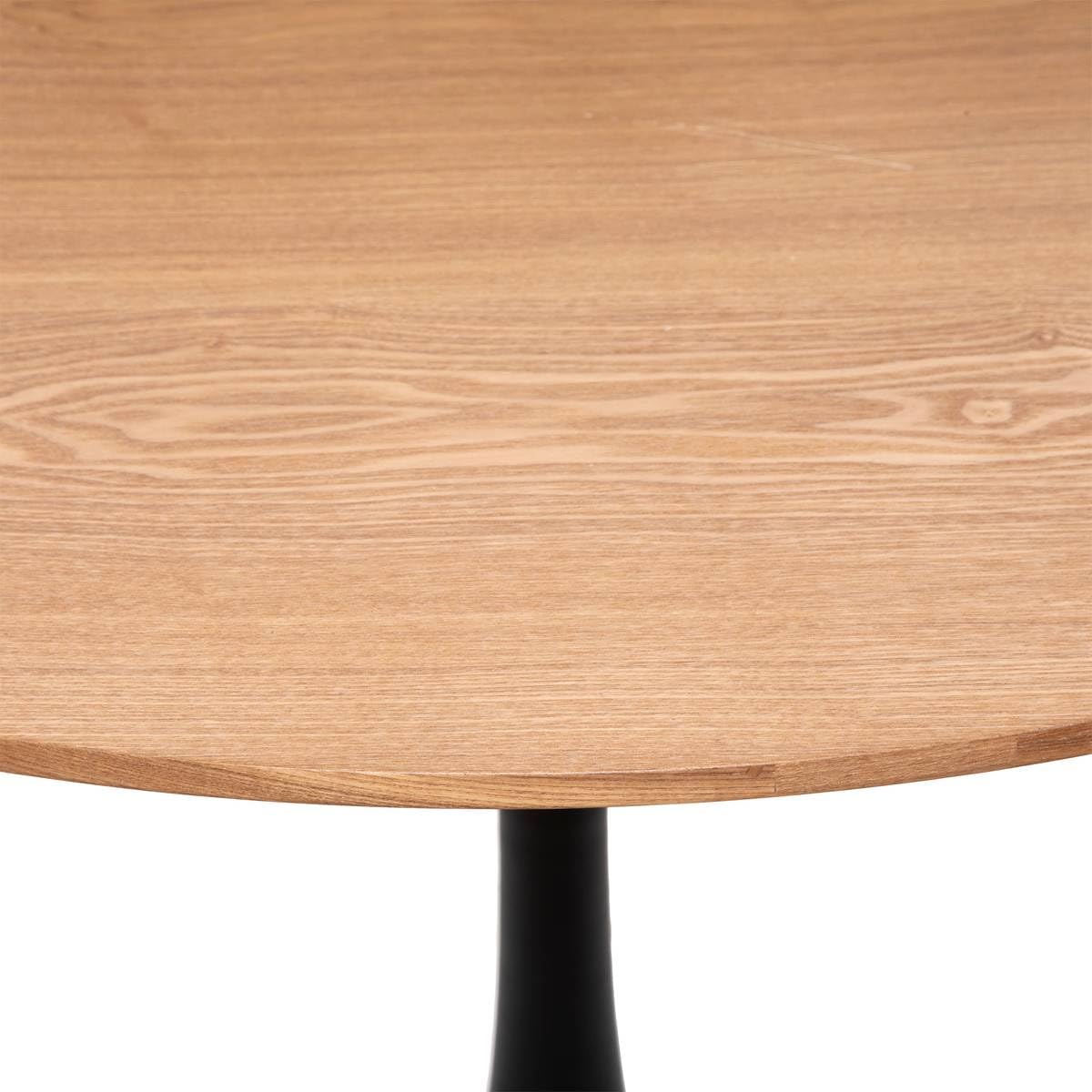 Atmosphera - Table à Manger Ronde Elias 4 Personnes D 102 cm, Plateau Effet Chêne et Pied Central Métal Noir - pour Salle à Manger, Cuisine