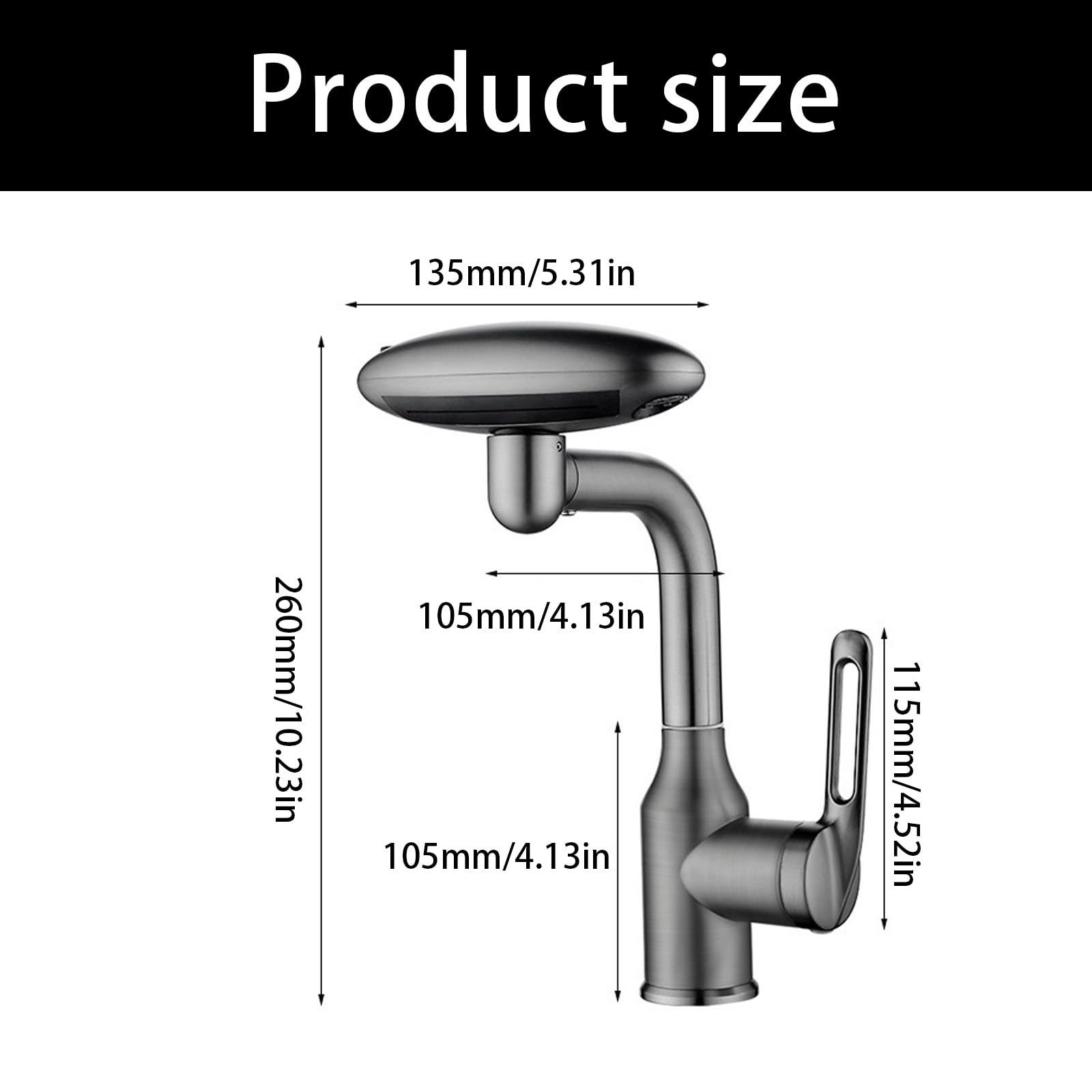 Regolatore del flusso dell'acqua, prolunga del rubinetto, metallo, movimento della cerniera a 360 gradi, installazione rapida, ugello per lavandino, risparmio acqua, braccio regolabile per