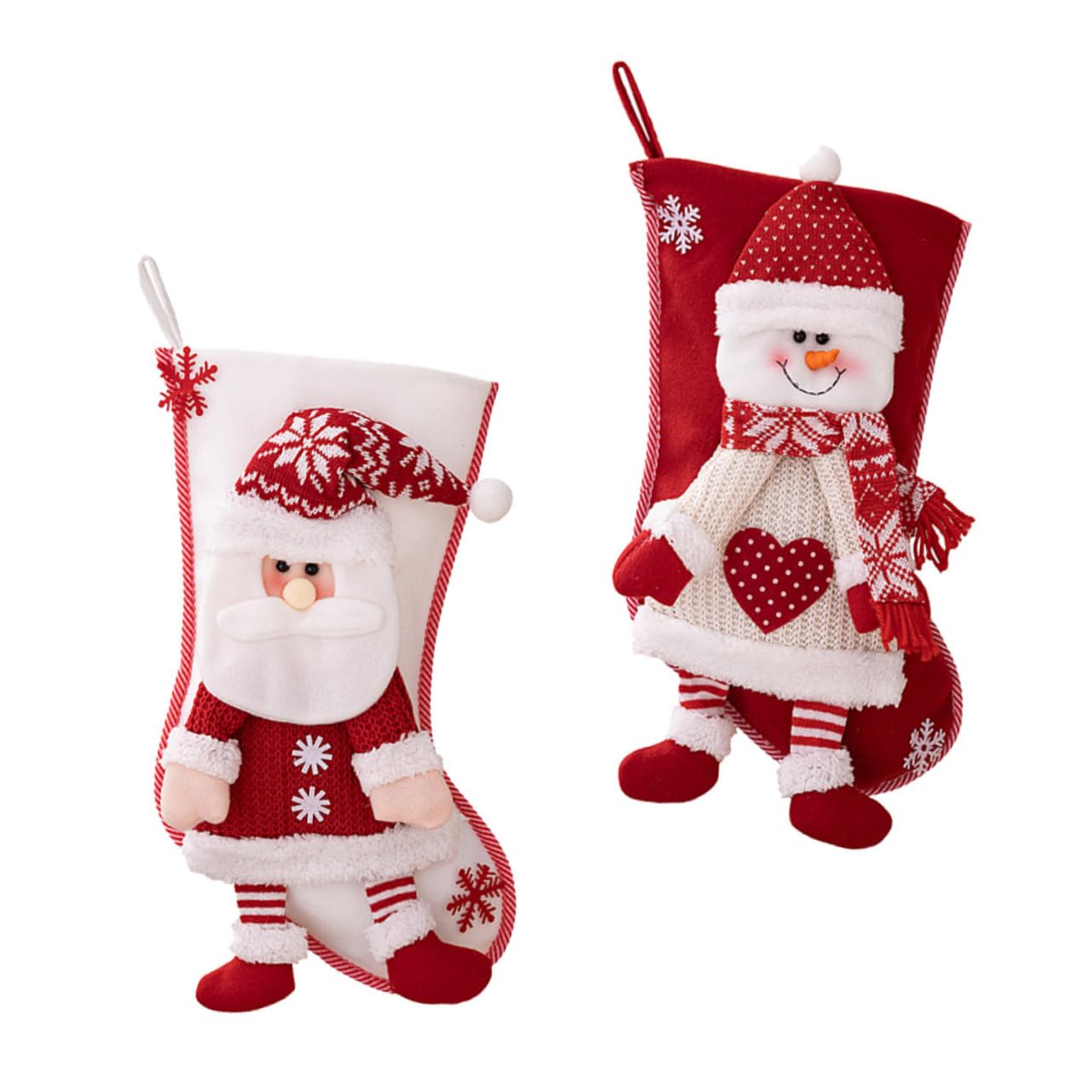 Chaussette de Noël traditionnelle lot de 2 grand sac cadeau à suspendre pour sapin