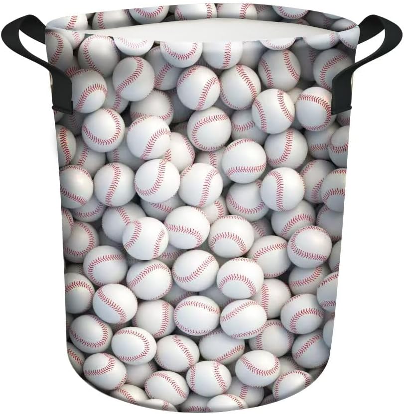 Baseball Laundry Basket Gifts for Boys, Boys' Room Decor Baby Nursery Hamper for Playroom Decor 17.7x13.7 Inch