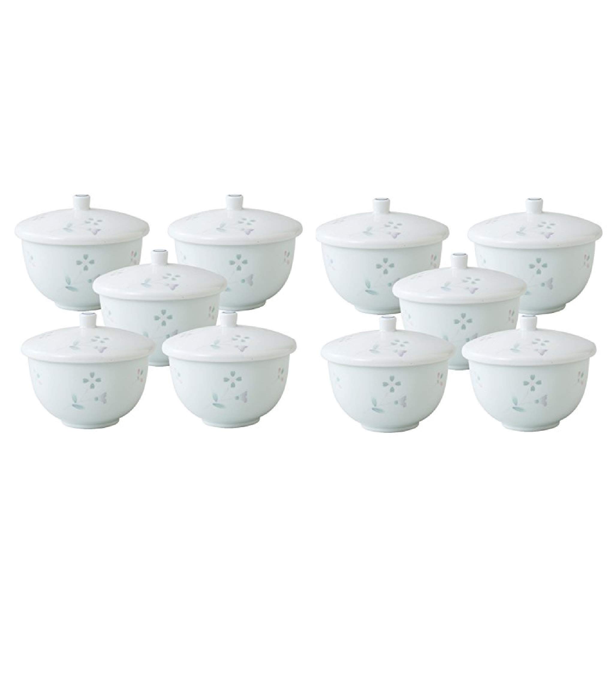 せともの本舗 Set of 10 Chcha with Lid (Arita Ware) Arita Ware Firefly with Lid [3.7 x 3.0 inches (9.5 x 7.5 cm)] [Restaurant Hotel/Ryokan Japanese Tableware, Restaurant Commercial Use, Tableware