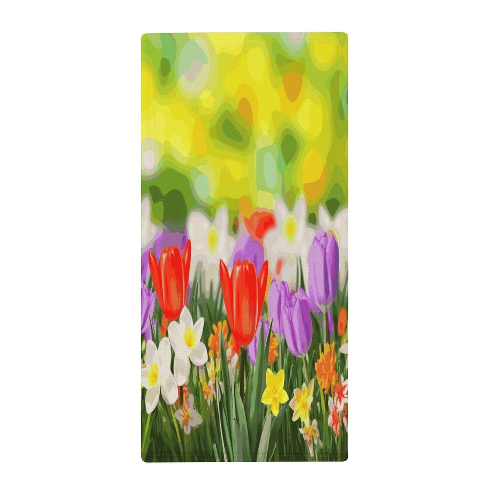 MUSM Premium Hand Towels for Bathroom Ultra Soft Printed Towels Coral Velvet Kitchen Hand Spring Flowers Towel Highly Absorbent Hotel Spa Towel Collection 13.8 X 28.7 in