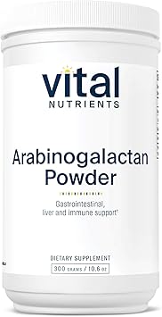 Vital Nutrients Arabinogalactan Powder - Vegan Prebiotic Fiber Supplement for GI Health, Liver, and Immune Support* - Gluten, Dairy, Soy Free - Non-GMO - 300g