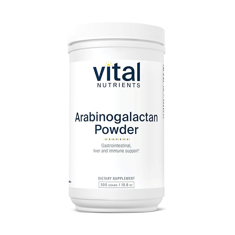Vital Nutrients Arabinogalactan Powder - Vegan Prebiotic Fiber Supplement for GI Health, Liver, and Immune Support - Gluten, Dairy, Soy Free - Non-GMO - 300g