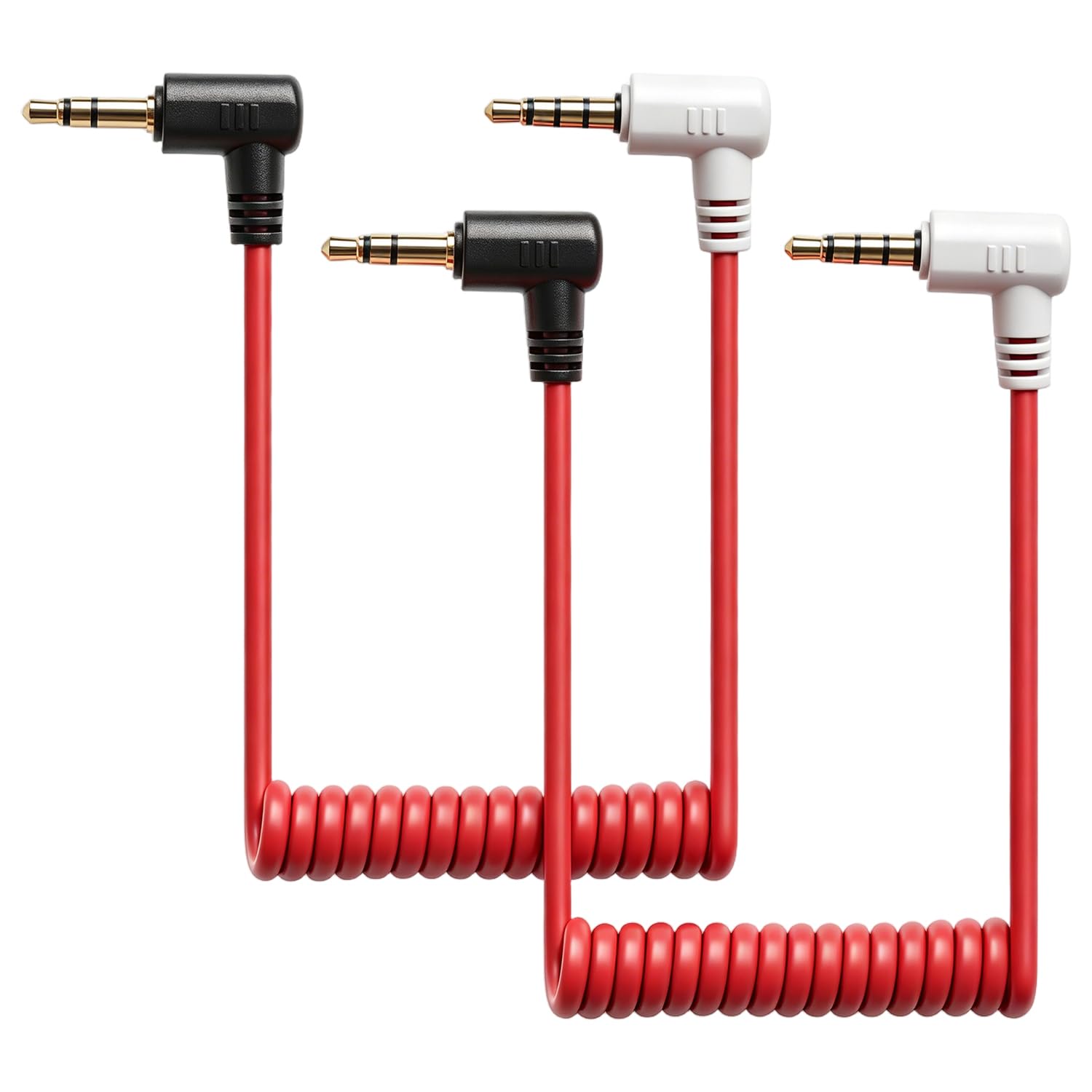 HASTHIP® TRS to TRRS Microphone Cable Coiled Aux Cord with Gold Plated Connectors for Smartphone Tablet Camera Recording-image-44