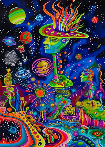 Rompecabezas Bgraamiens Alien Land, 1000 piezas, tema alienígena y graffiti, colores vibrantes, para adultos miniatura 1