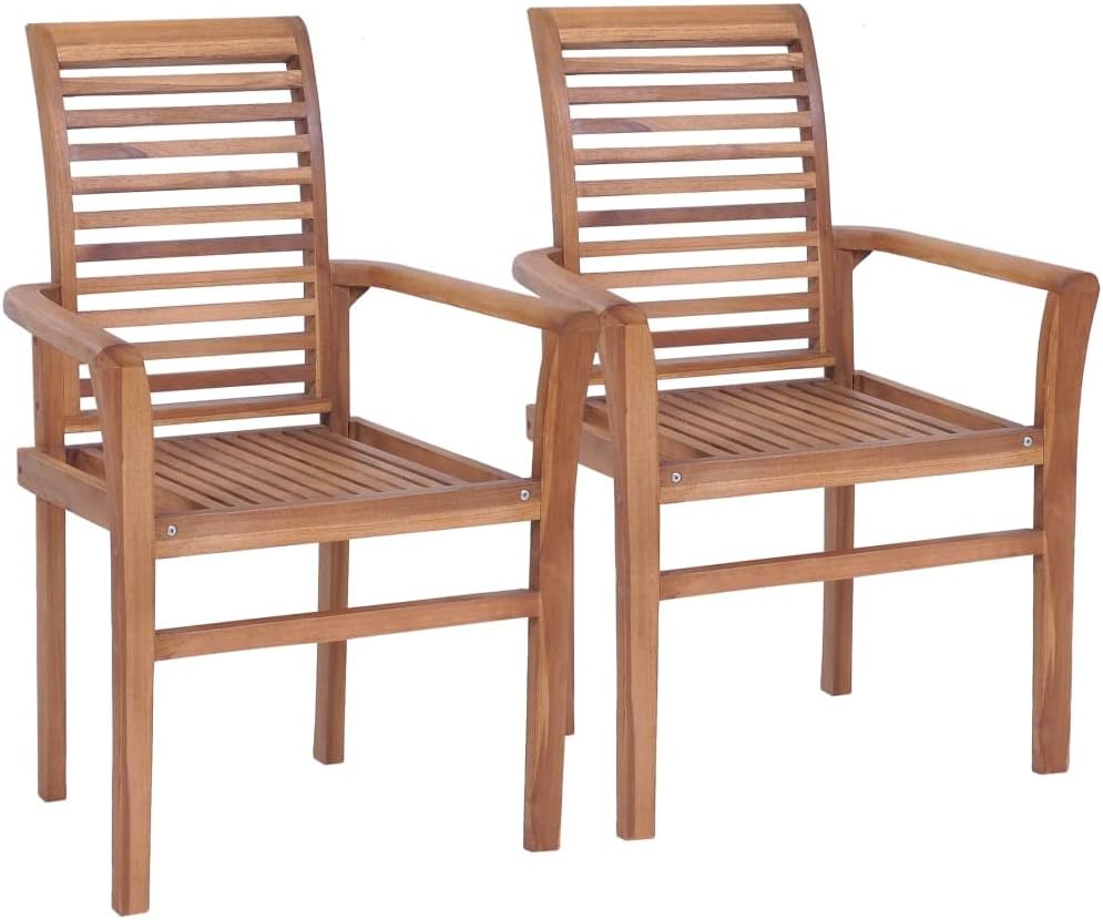 Stacking Dining Chairs 2 pcs,Patio Chairs,Porch Chairs,Outdoor Chairs,Lounge Chairs,Library Chairs,Hospitality Chair,for Room,Living Waiting,Farmhouse,Coffee Shop,Outdoor,Solid Teak