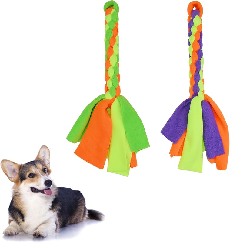 2 Pack Dog Fleece Rope Toy, Flirt Pole Replacement Toys | Interactive Dog Toys,Tug of War Rope for Chase, Chew & Exercise & Training