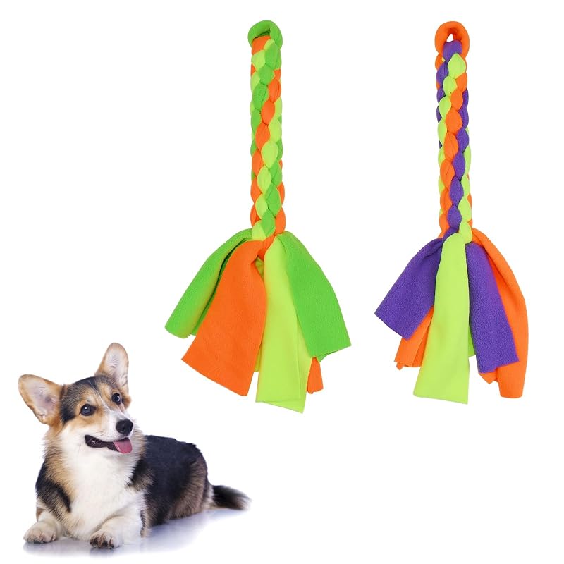Brinquedo de Corda de Algodão para Cães SYOOY Amarelo e Verde, 17,5 Polegadas, Pacote com 2