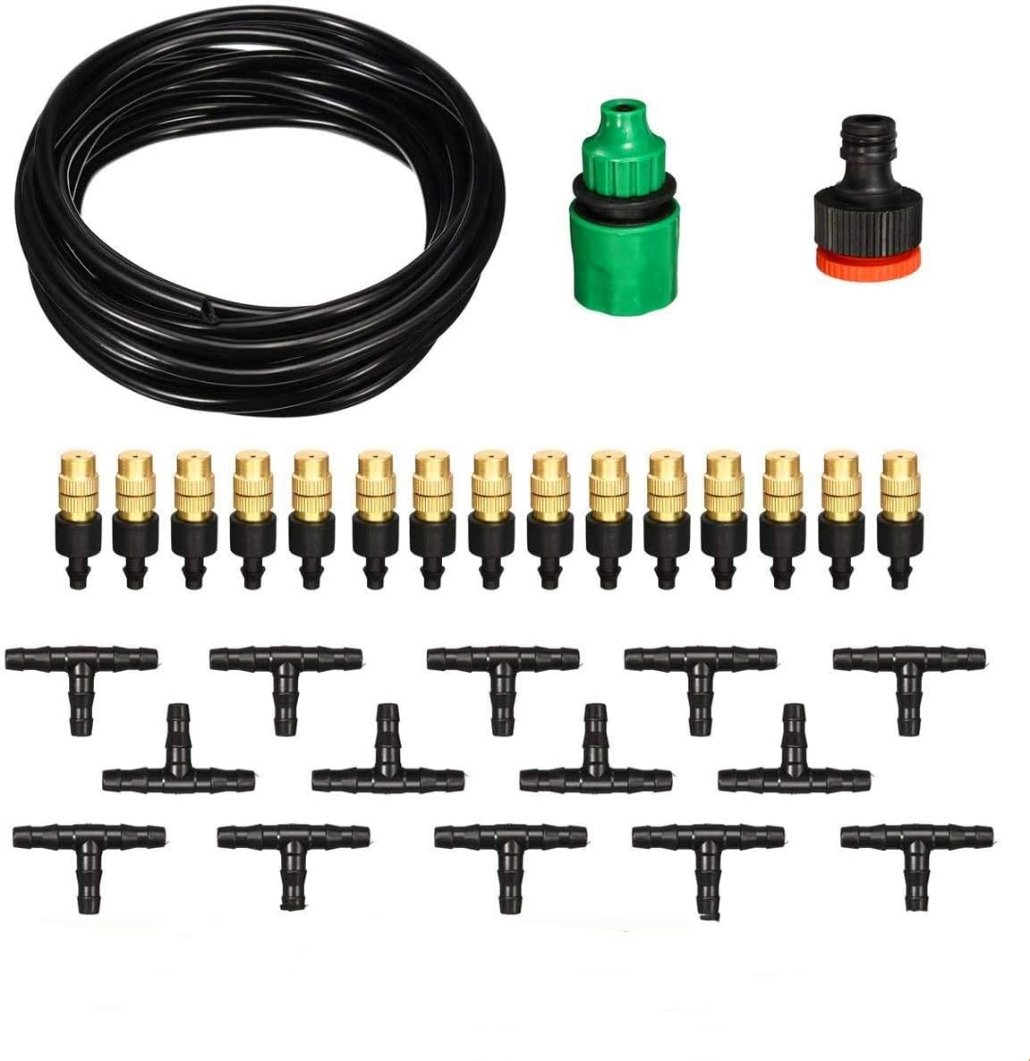Nologo Yougou01 10M Outdoor Patio Cooling Misting System Water Spray Mist Atomizing Hose Nozzles Set Garden Greenhouse Irrigation Watering Kit,Easy to use