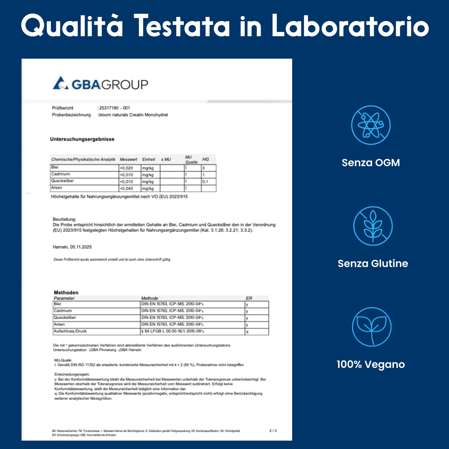 Creatina Monoidrata in Polvere 1000g – 293 Porzioni – Gusto Neutro, Mesh 200 – Vegana, Prodotta in Germania - Creatina Monoidrato Polvere - Creatine Monohydrate Pure - Testato in Laboratorio