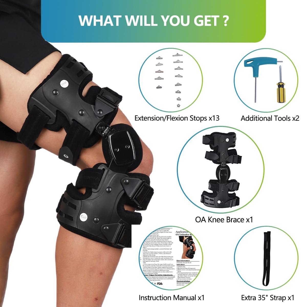 Rodillera Oa Unloader para Osteoartritis De Rodilla, Artritis Reumatoide, Dolor Y Degeneración De La Articulación De La Rodilla