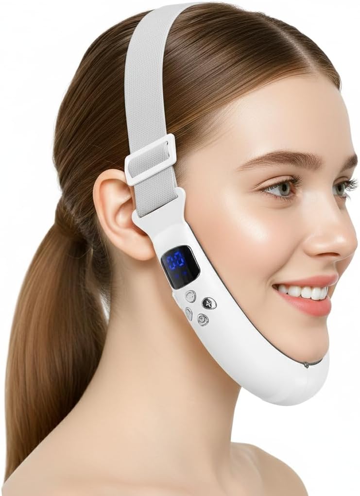 Electric Double Chin Device and V-Face Machine with 6 Modes and 12 Gear Adjustable Intensities - for Jawline Sculptor and Face Slimmer - White - Image 8