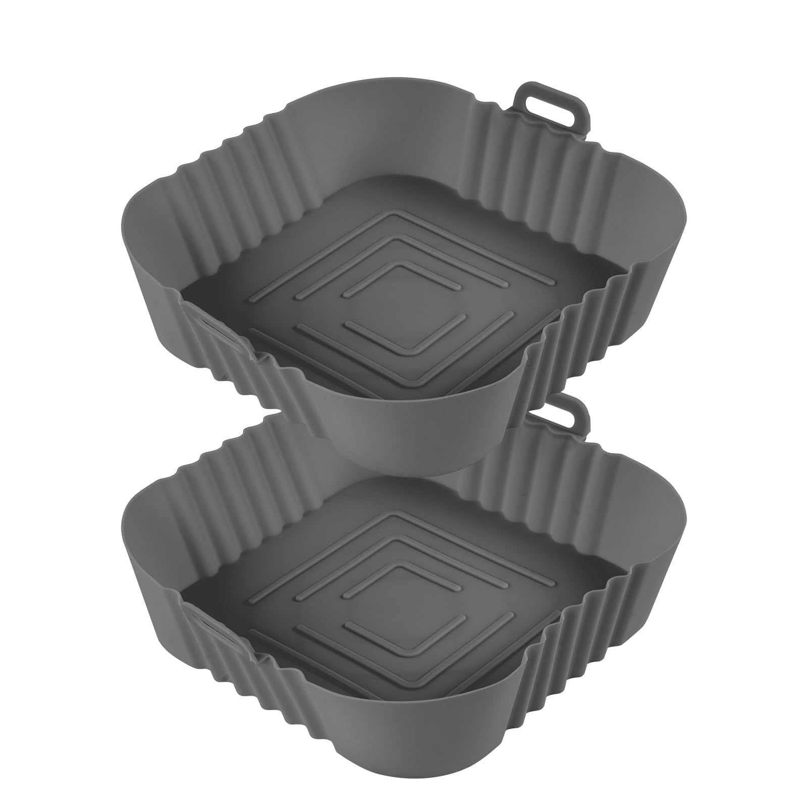 Vicloon Silikonform Für Heißluftfritteuse,2PCS air Fryer silikon (19.5cm), Wiederverwendbarer Heißluftfritteuse Silikon für quadratische Heißluftfritteusen mit 3–4,75 l-Grau