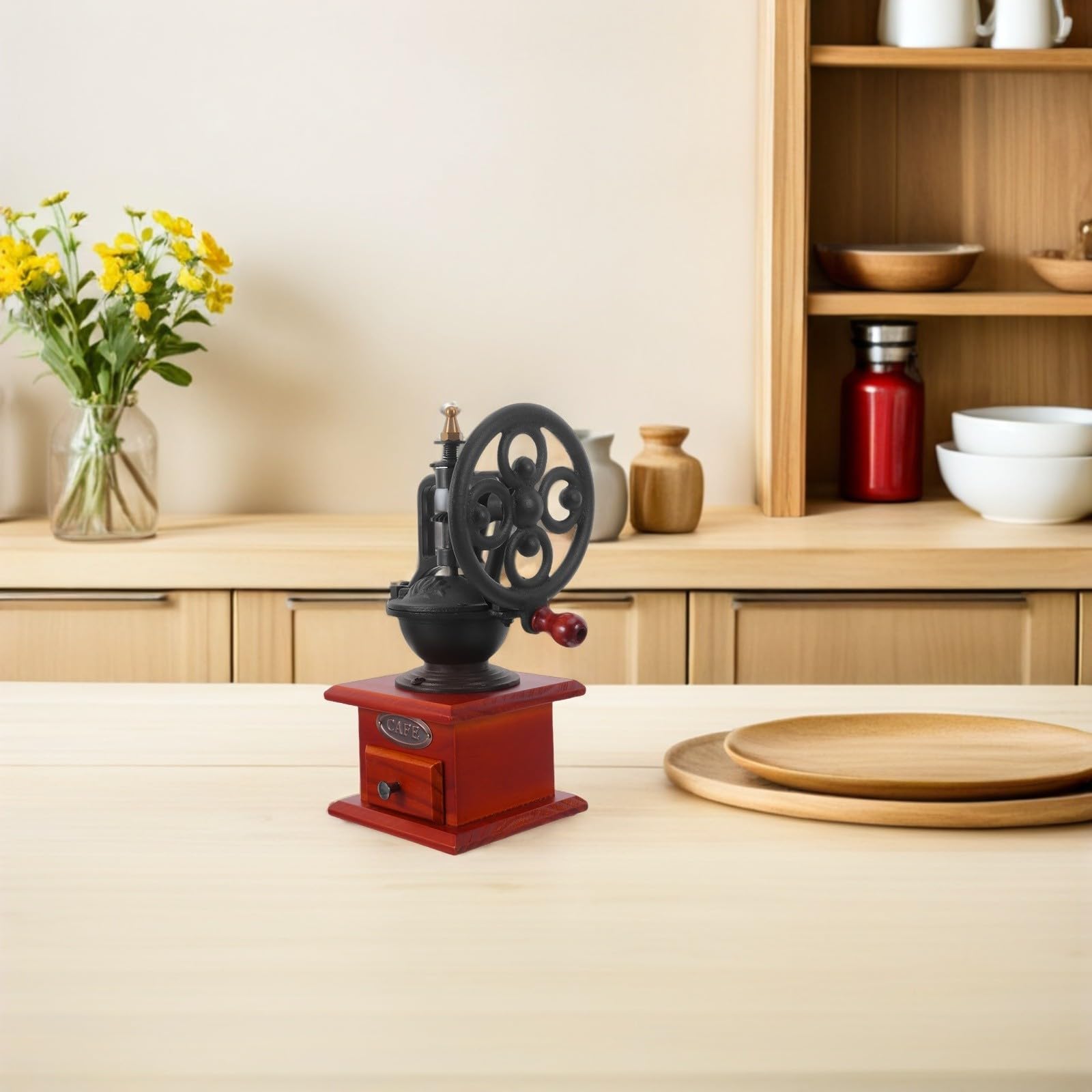 Macina Caffè Manuale Vintage in Legno Ferro Ceramica per Casa Ufficio