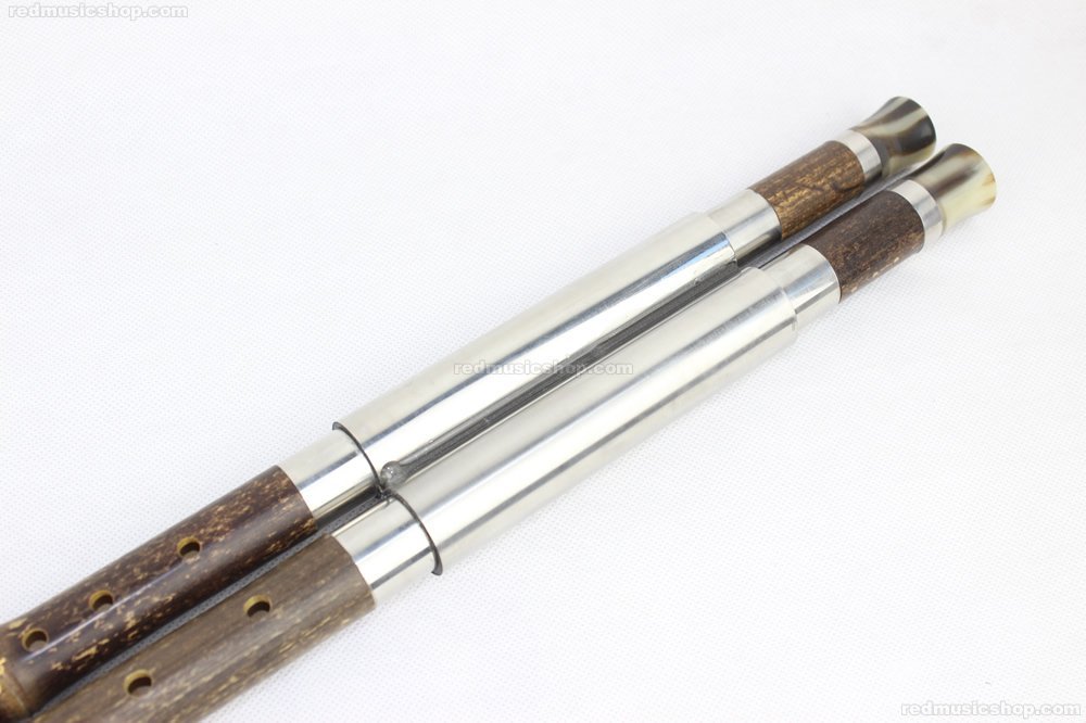 Professional Purple Bamboo Bawu Flute, Double Pipe (G and C Key)