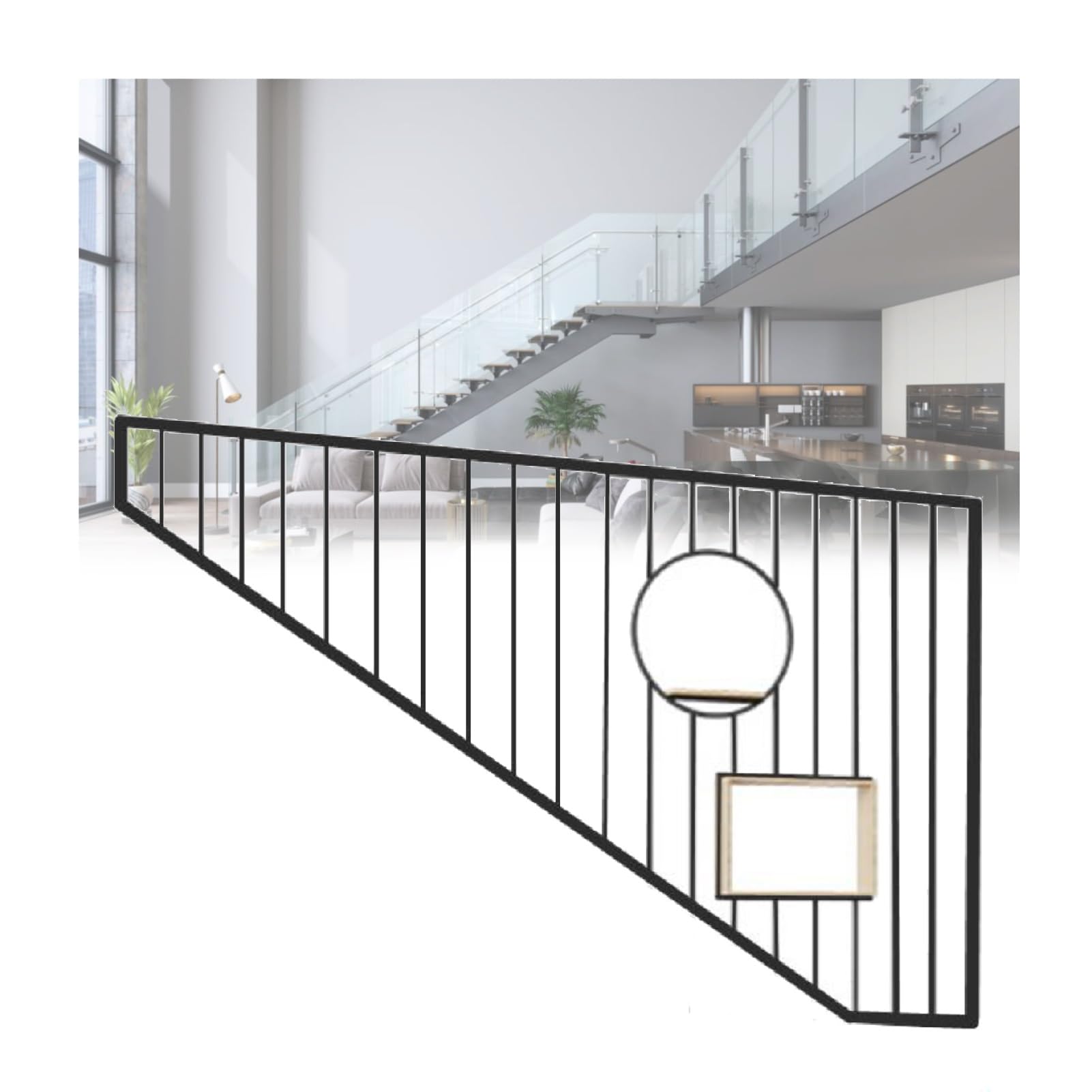 Main courante d'escalier design en fer forgé avec élégant motif carré