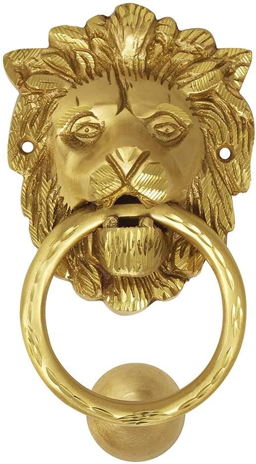 AmiLuv_Collections Lion Face Brass Door Knocker (Matt, 8 Inch Face), BKAPNP815