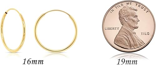 Miniatura 9 de Aretes de argolla de oro amarillo de 14 quilates flexible de 10-18mm