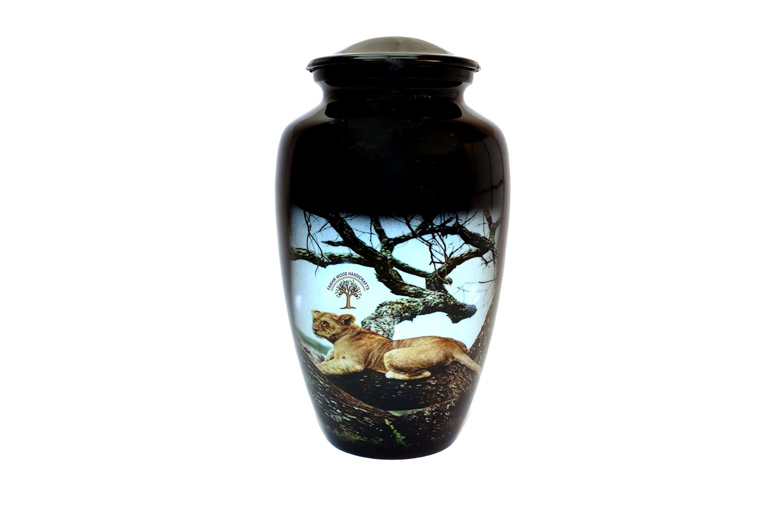 Decorarive Urns with Lid The Lion Funeral Urn - Cremation Memorial Urns for Human Male/Female Ashes Large Burial Metal Urn for Adult Ashes