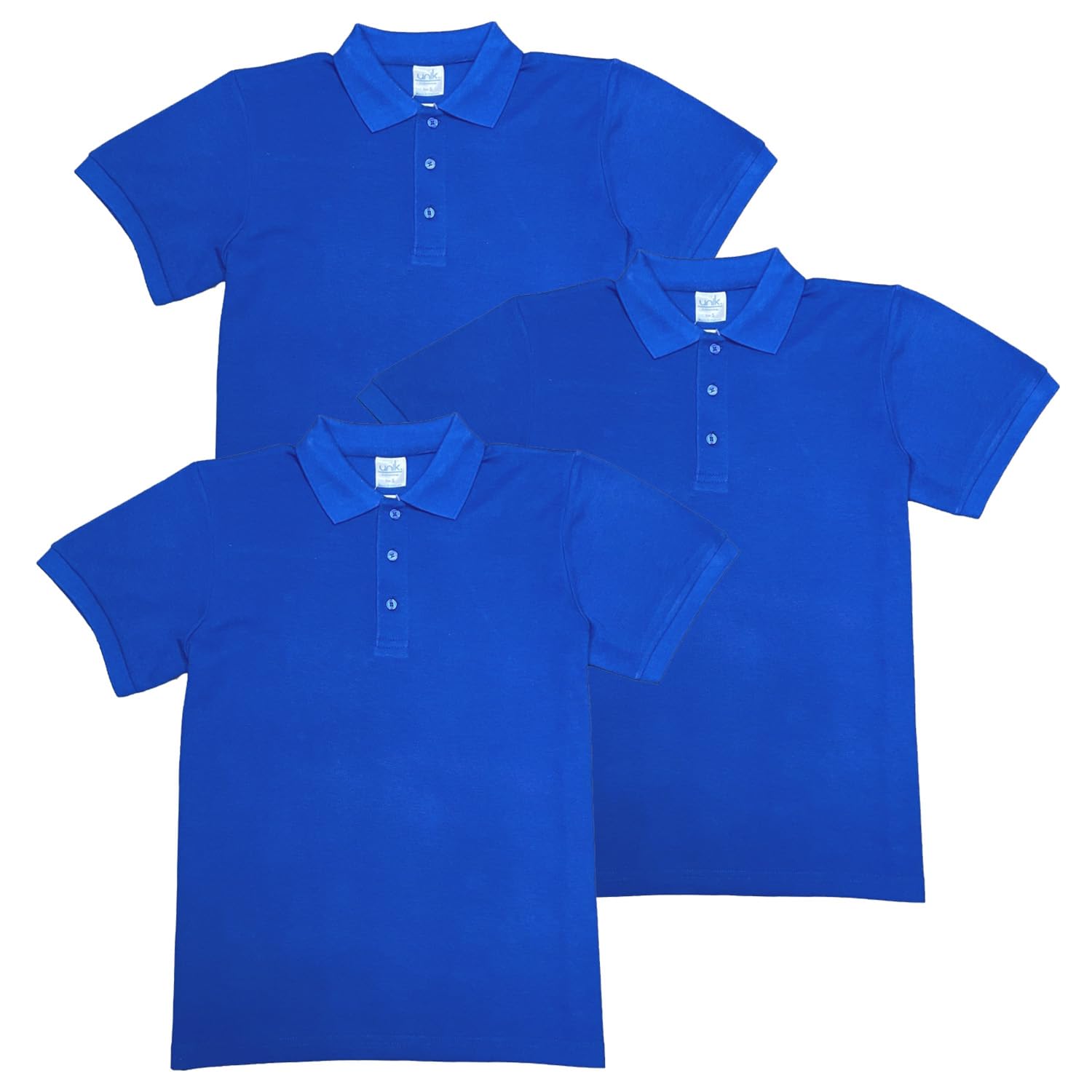 unik Boy's Premium Quality Pique Polo Uniform Shirt Short Sleeve White Sky Blue Navy Hunter Green Burgundy Black Red