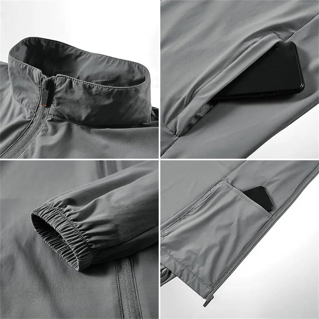 Male Jacket Running Sports Solid Color Men's Spring Fall Thin And Soft Stretch Standing Collar Jacket