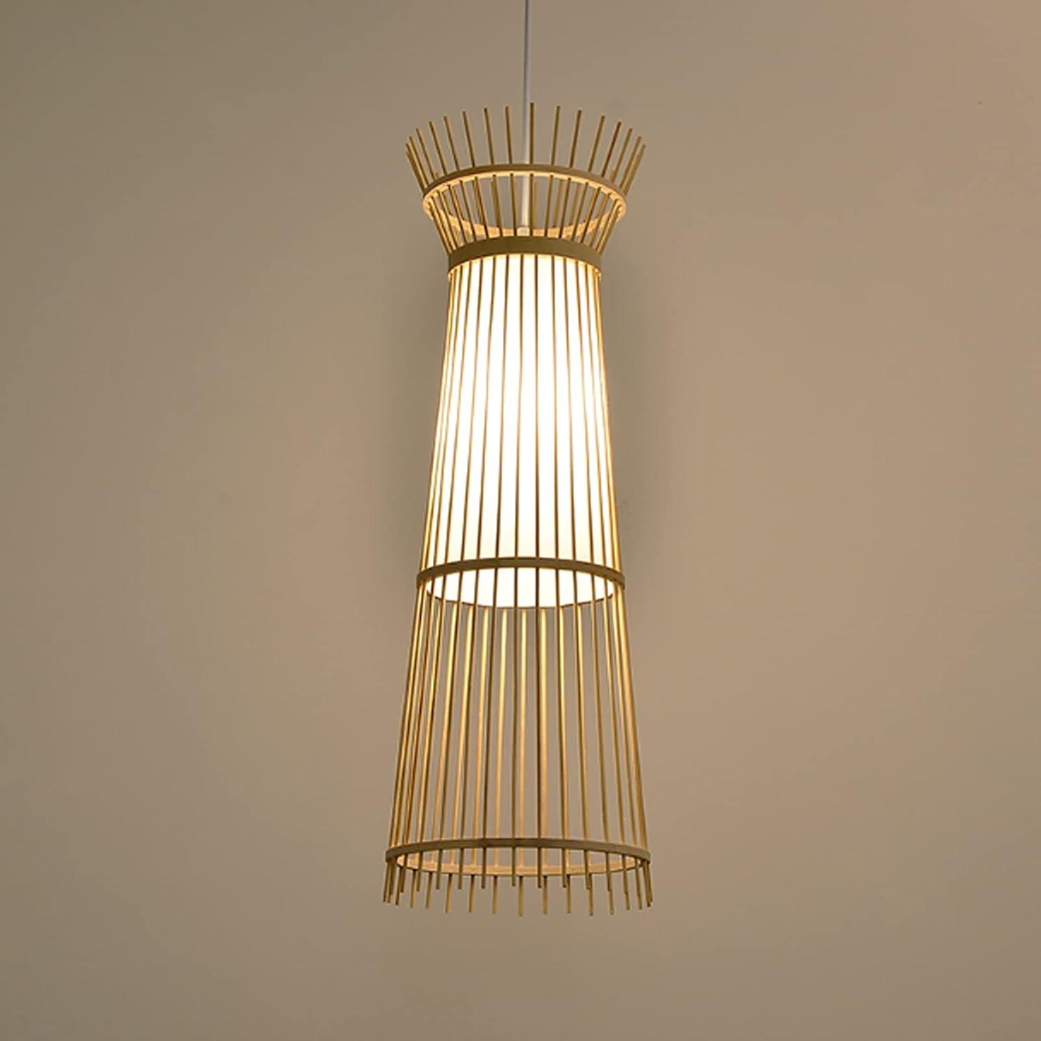 YUEGOO Chandeliers,Handwoven Lamp Creative Chandelier Vintage Household Hanging Lantern Natural Style Single Head E27 Suspension Luminaire for Bedroom Dining Room Kitchen Island