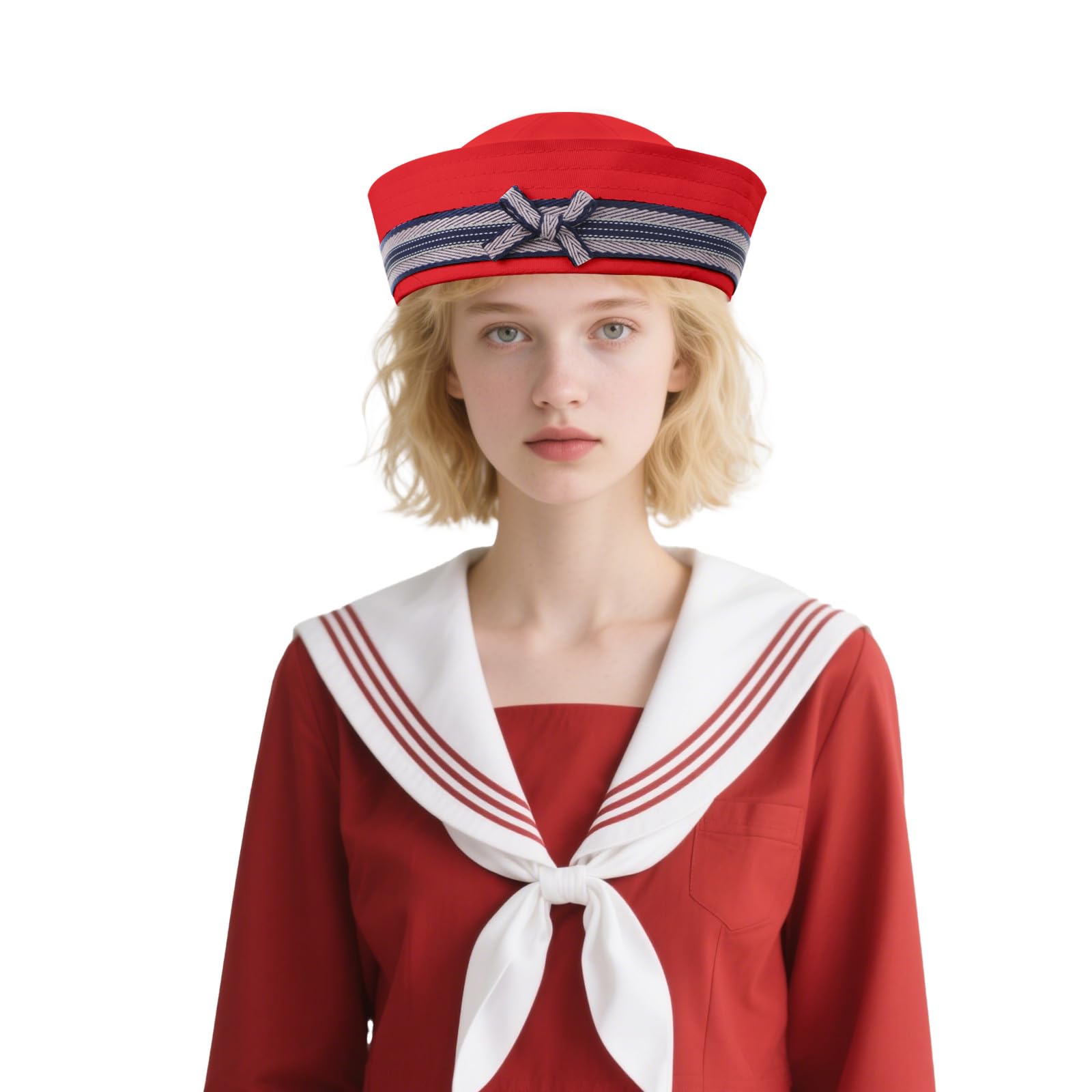 OhMill Red Sailor Hat Women Yacht Captain Hat for Adults Beret Hats for Women Sailor Cap Nautical Outfits for Women