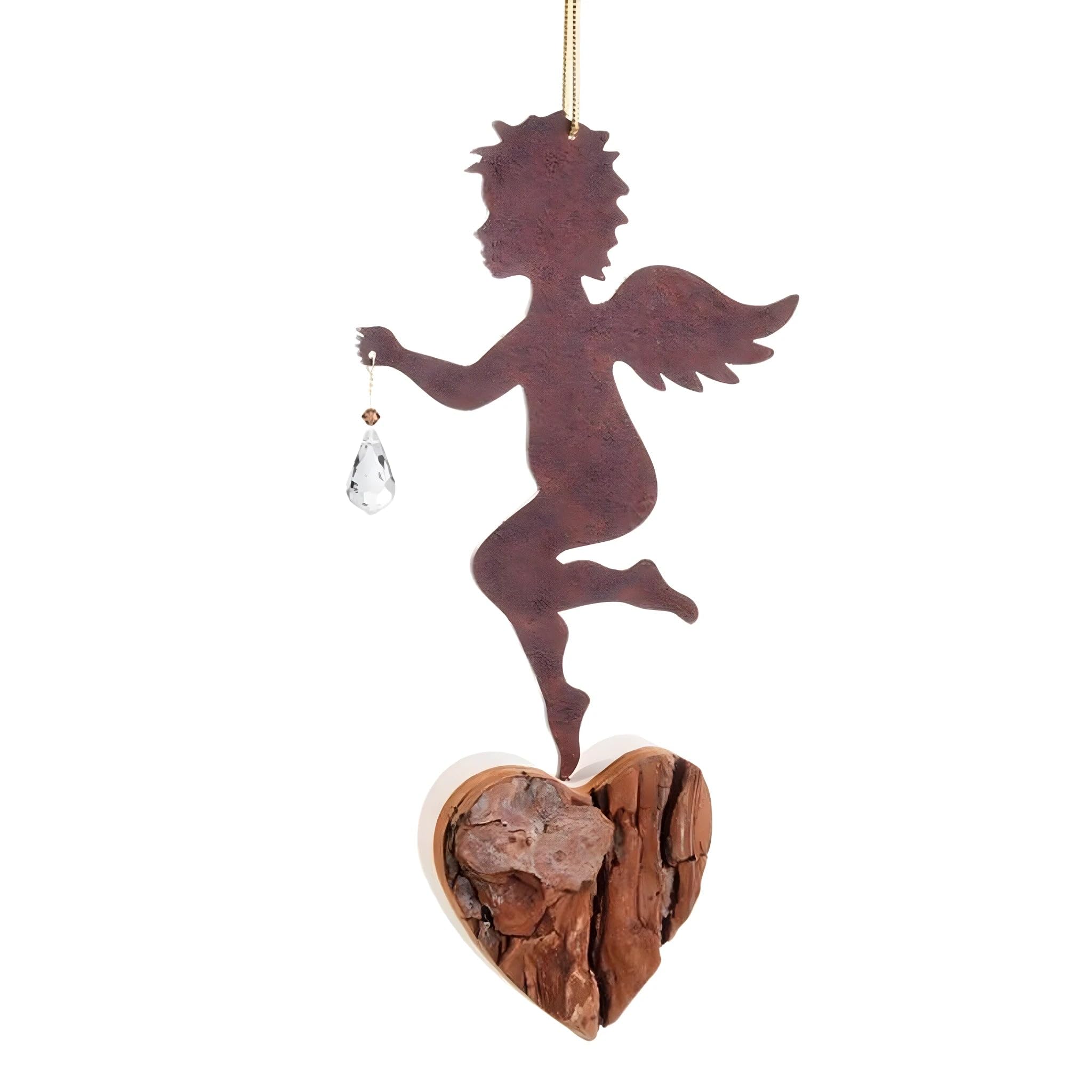 Dolfi Angel and Swarovski 16 cm 16 cm Natural Wood in Val Gardena | Nativity Figure