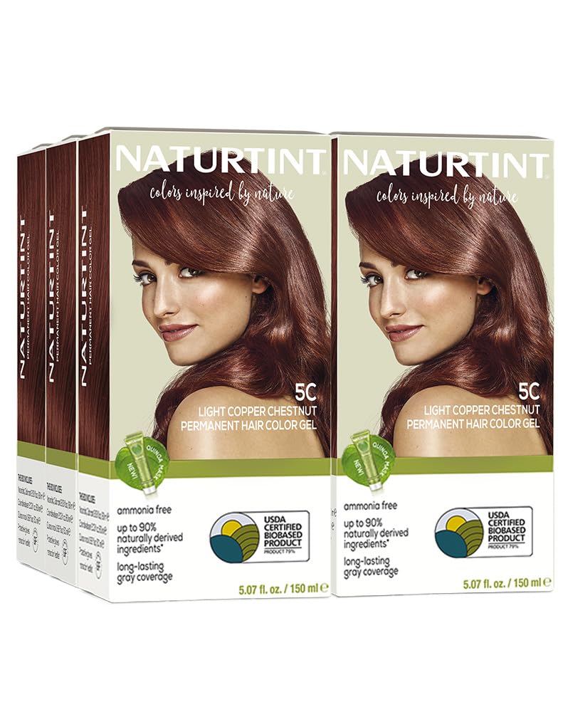 Naturtint 5C Light Copper Chestnut Permanent Hair Color (Pack of 6), Ammonia Free, Vegan, Cruelty Free, up to 100% Gray Coverage, Long Lasting Results (Packaging may vary)