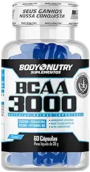 BCAA 3000 Pote 60 Cápsulas Ultra Concentrado Pós Treino ou Pré treino 3g Aminoácidos Essenciais Leucina Isoleucina Valina + Vitamina B6 Absorção Recuperação Importado Original - Body Nutry