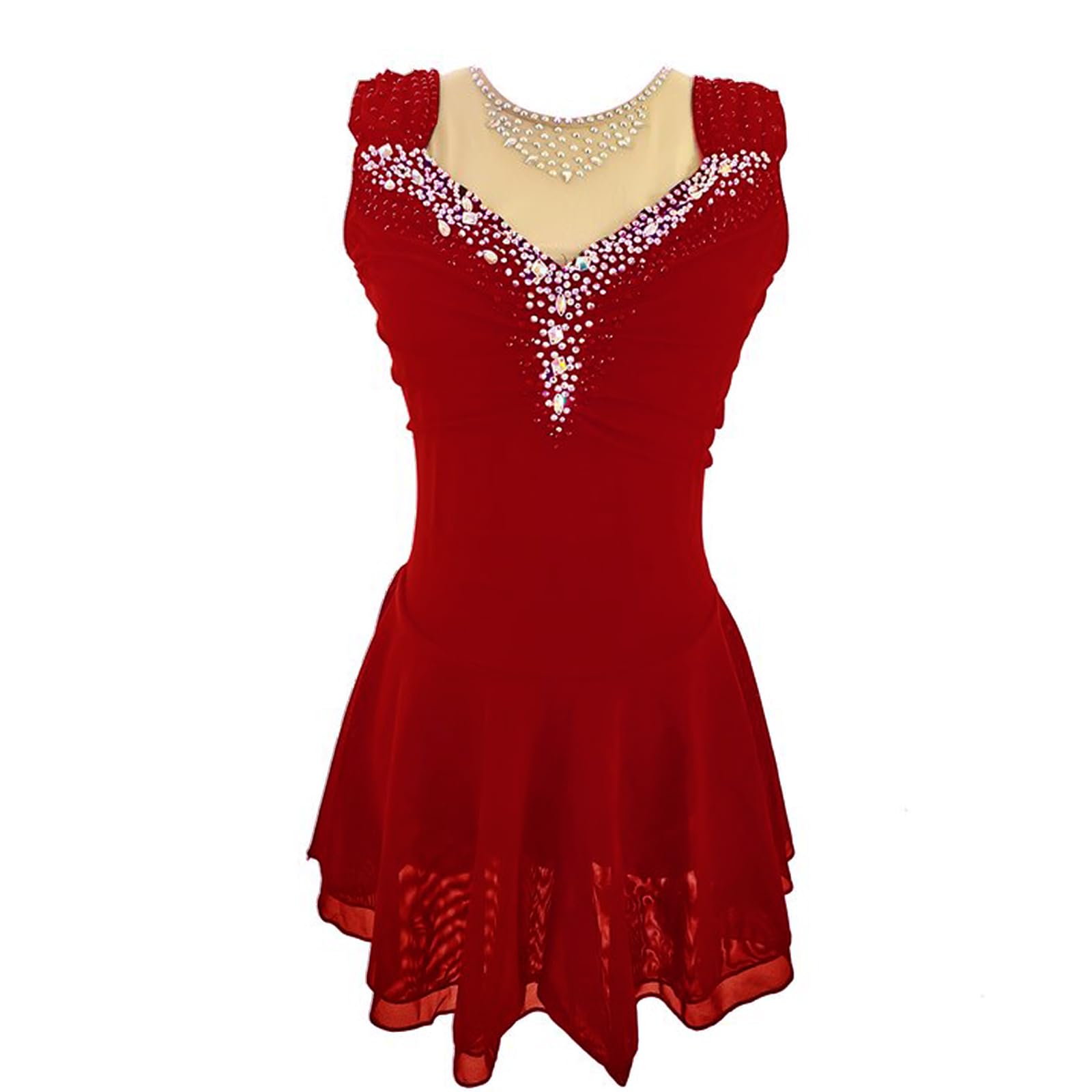 LIUHUO Vestido de patinaje artístico para niños, adultos, rendimiento de competición para niñas