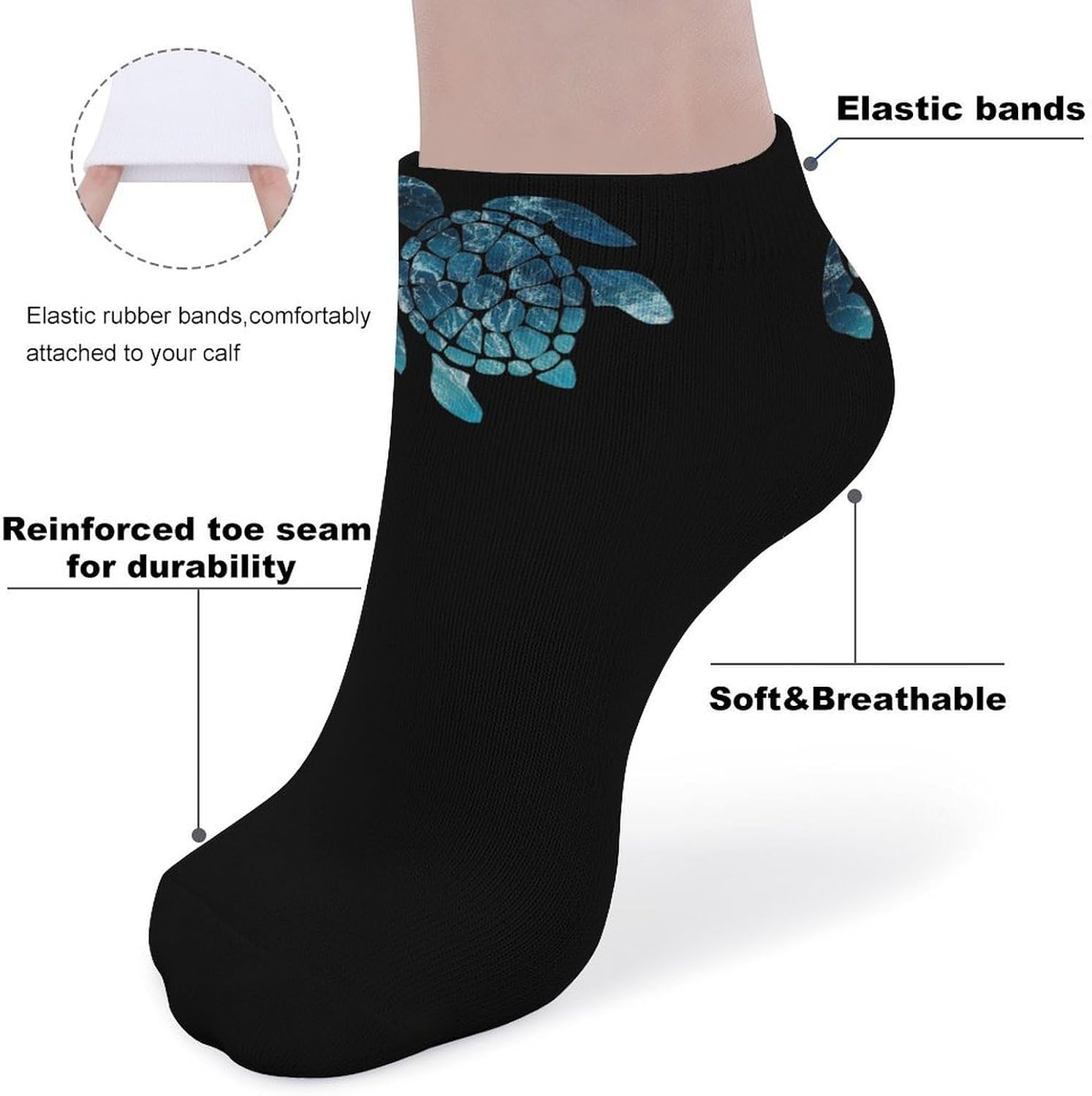 Sea Turtle Ankle Socks for Men Women Low Cut Crew Sock Casual Sports Clothing