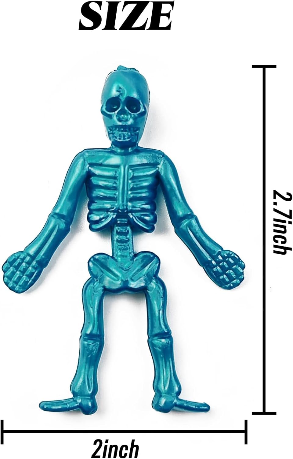 TIHOOD 100PCS Halloween Skeleton Squishy Toys, Assorted Color Stretchy Skull Toys for Party Favors, Happy Halloween Goody Bag Fillers, Kids Boys & Girls