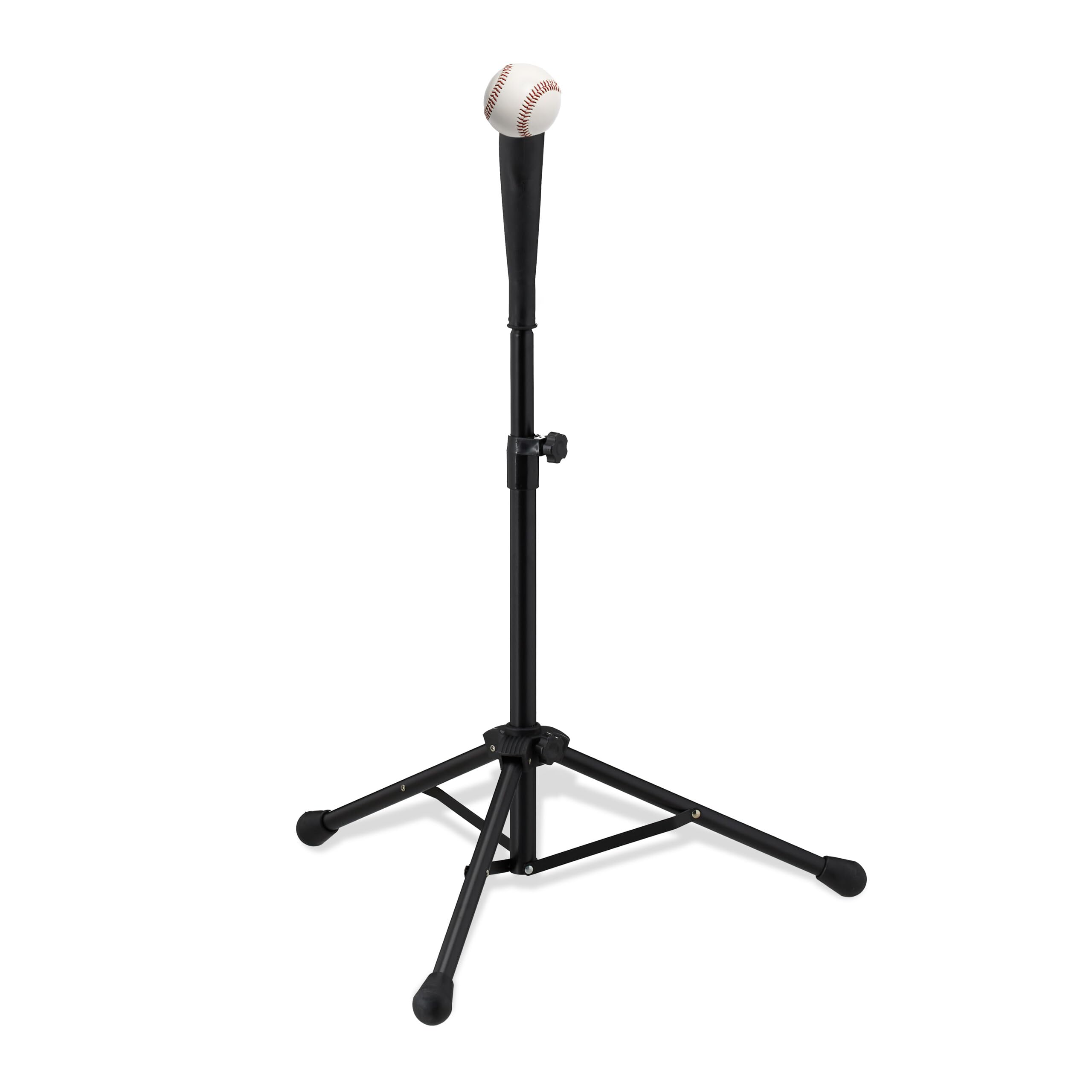 Relaxdays Trépied de Baseball, Aide à la Frappe, Softball, Support réglable en Hauteur, H : 72 à 121 cm, Noir