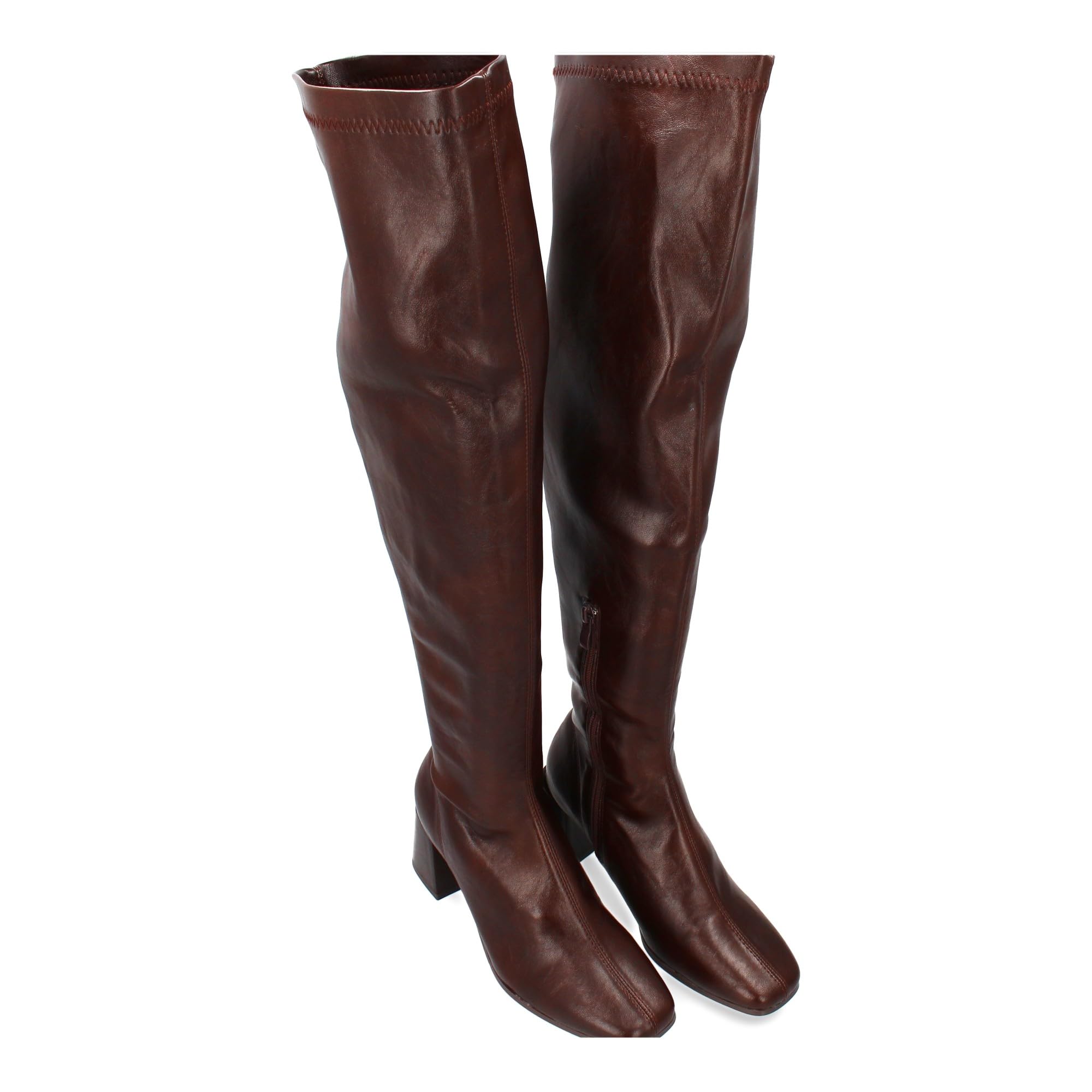 shoes&blues.es Bota de Cana Alta para Mujer con Diseno Elegante. Tacon Ancho y Cierre de Cremallera. Ideal para Otono Invierno.