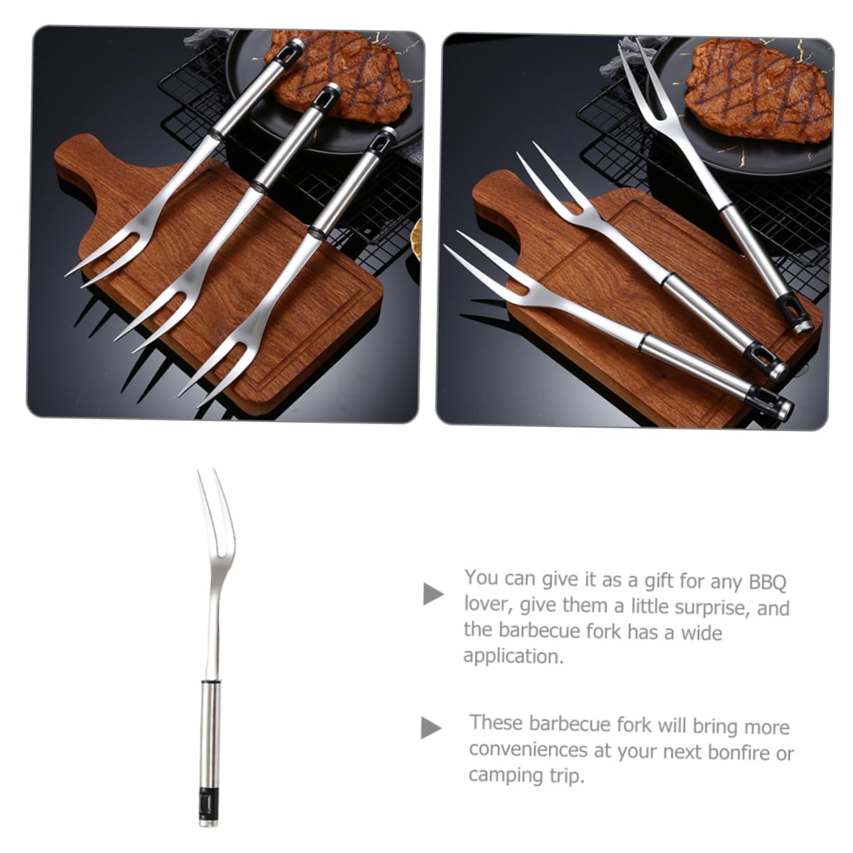 ifundom Stainless Steel Bbq Fork Durable Meat Fork for Barbecue Scald Long Handle Design Easy to Clean Outdoor Grill Tool for Roasting Meat and Skewering Food