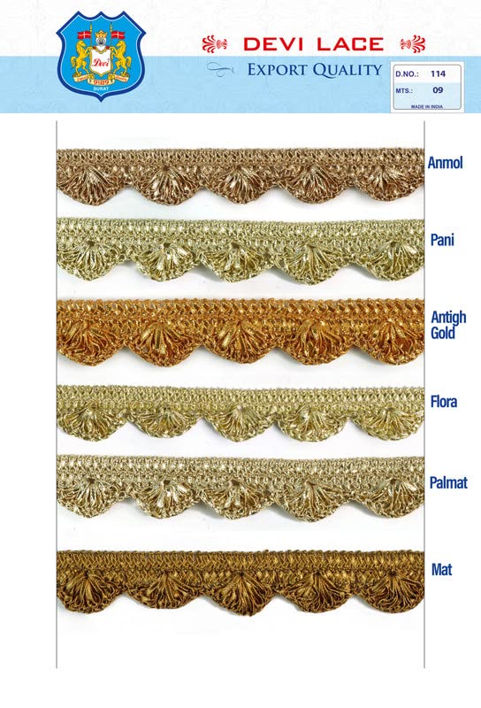 Image of Small Handwork Pankha Jhalar Zari Lace Border Reel for Saree, Dupatta, Fall, Decoration, Bag, Kurtis (9 Meter) (Matte)